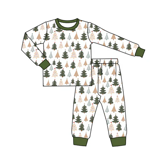 Custom Baby Boys Christmas Tree Shirt Pants Pajamas Clothes Sets D 5.19