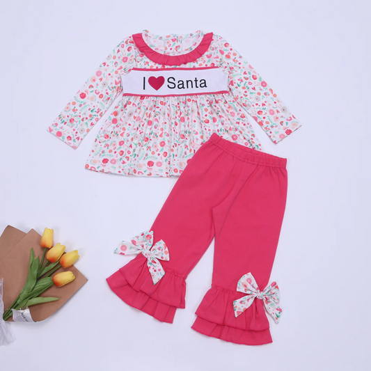 Custom Baby Girls I Love Santa Pants Outfit D 5.19