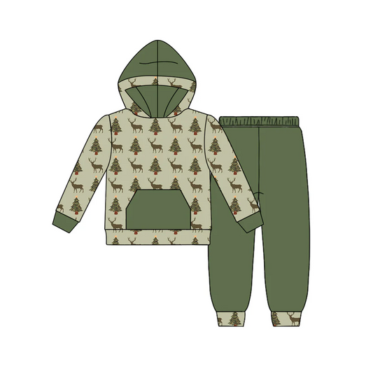 Custom Baby Boys Christmas Tree Hoodie Top Pants Set D 5.19
