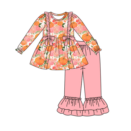Custom Baby Girls Pumpkin Floral Pants Set D 5.19