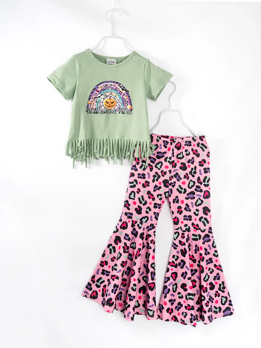 Custom Girls Halloween Vibes Bell Bottom Pants Set D 5.1