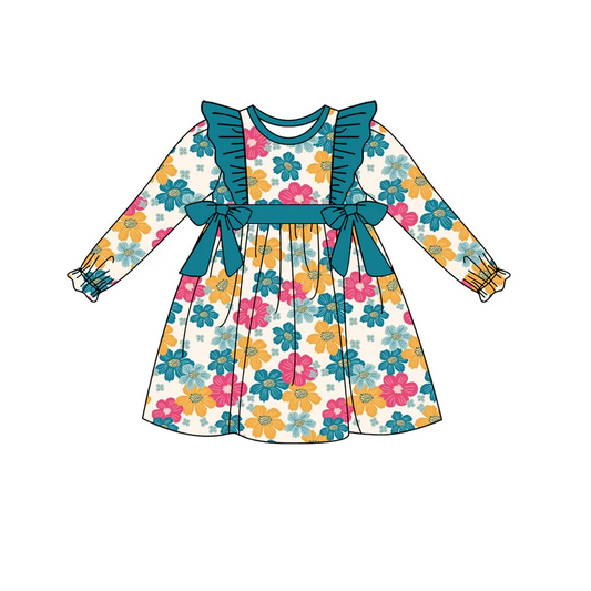 Custom Baby Girls Fall Floral Long Sleeve Dress D 5.1