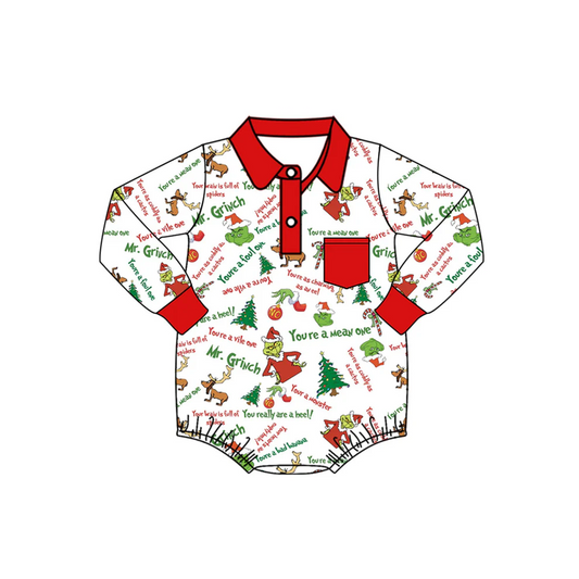 Custom Baby Boys Christmas Green Face Romper D 5.1