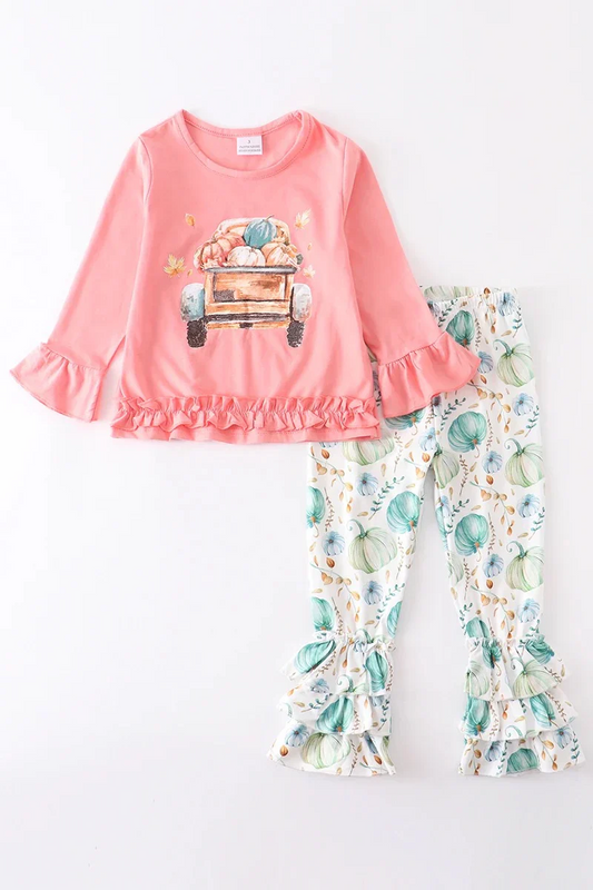 Custom Baby Girls Pumpkin Truck Pants Set D 5.1