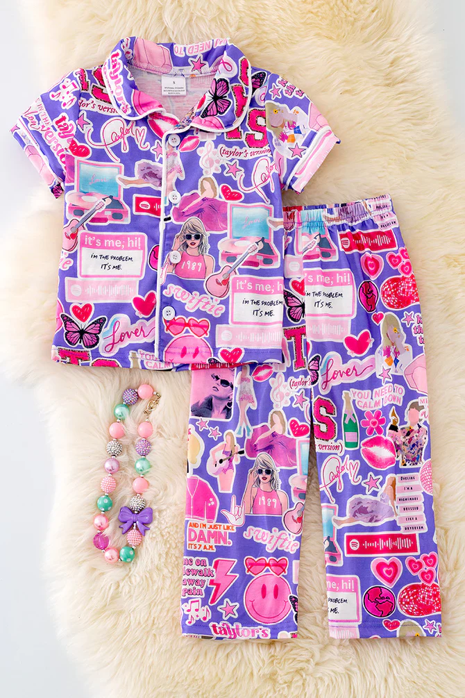 Custom Baby Taylor Swift Short Sleeve Pants Pajama Set  D 5.1