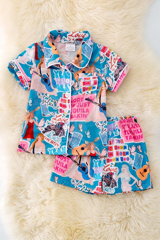 Custom Baby Taylor Swift Short Sleeve Shorts Pajama Set  D 5.1