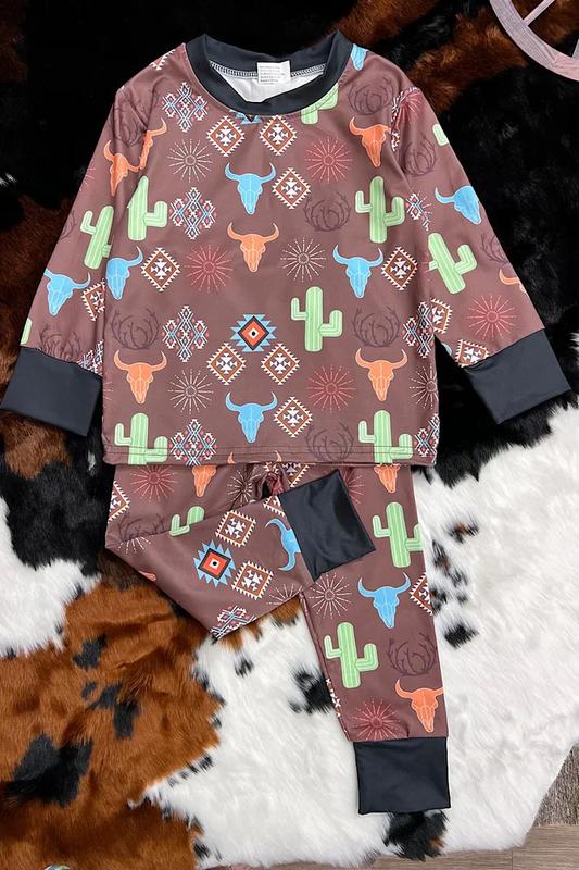 Custom Baby Boys Western Steer's Skull Pajamas Set D 5.1