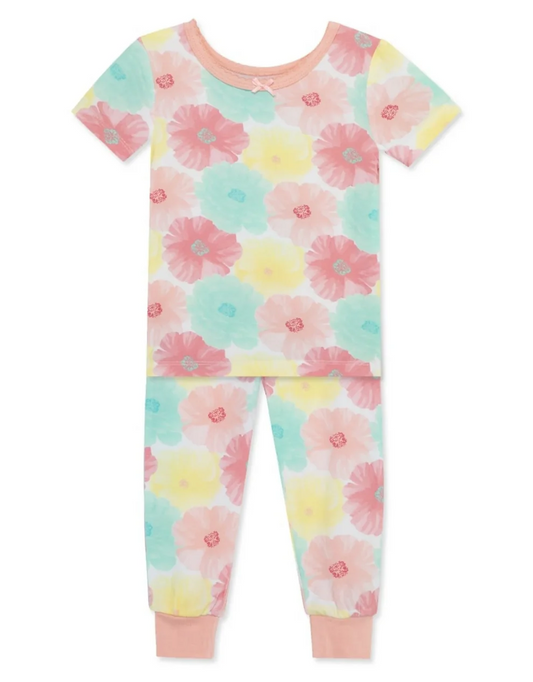 Custom Baby Girls Flower Print Pants Pajama Set D 5.1