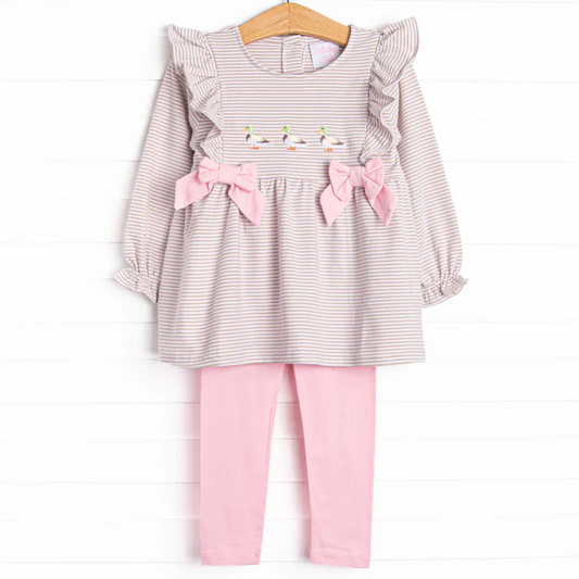 Custom Baby Girls Mallard Duck Tunic Top Pink Leggings Set D 5.1