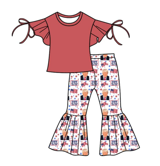 Custom Baby Girls Trump Bell Bottom Pants Set D 5.2