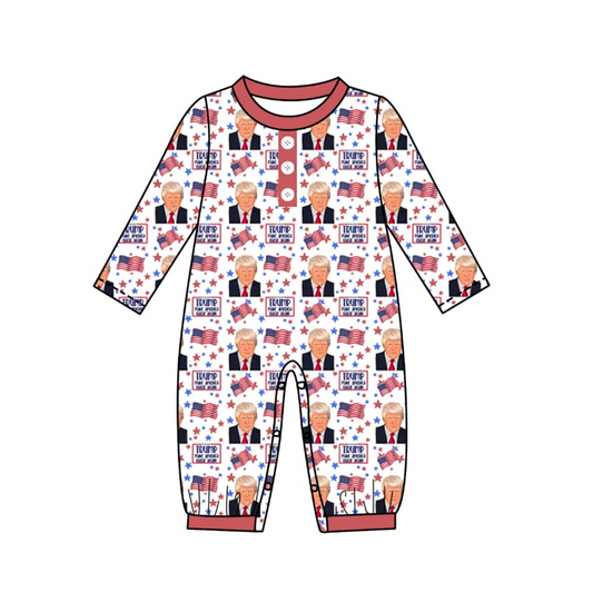 Custom Baby Boys Trump Long Sleeve Romper D 5.2