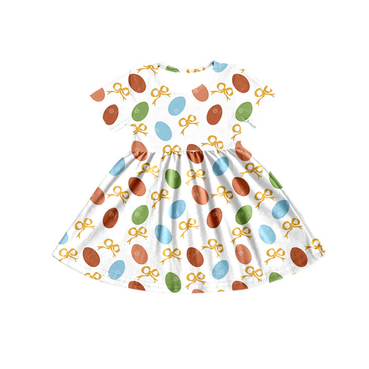 Custom Baby Girls Easter Egg Bow Short Sleeve Dress D 5.2