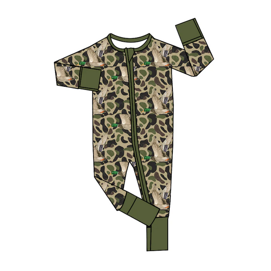 Custom Newborn Baby Camo Mallard Duck Romper D 5.2