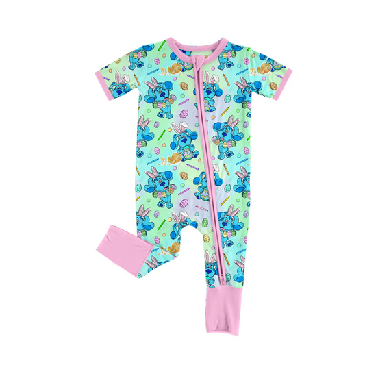 Custom Baby Girls Easter Cartoon Zipper Romper D 5.2