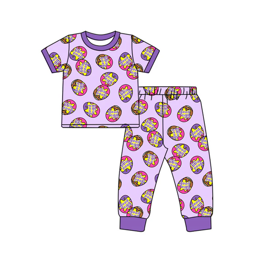 Custom Baby Girls Easter Good Egg Short Sleeve Pajama Set D 5.2