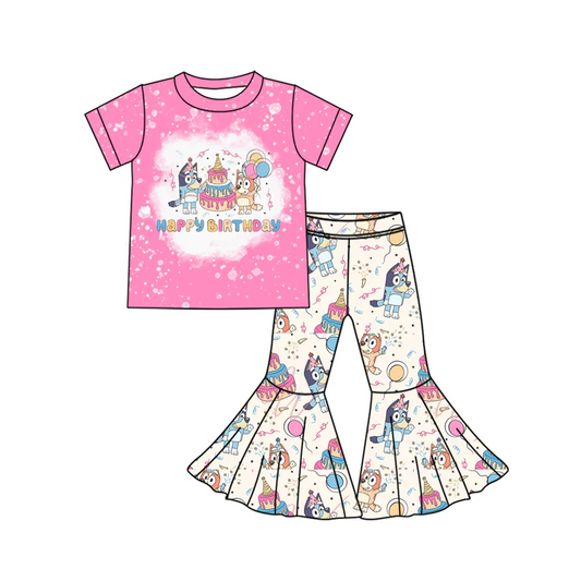Custom Baby Girls Outfit Happy Birthday Cartoon Dog  D 5.2
