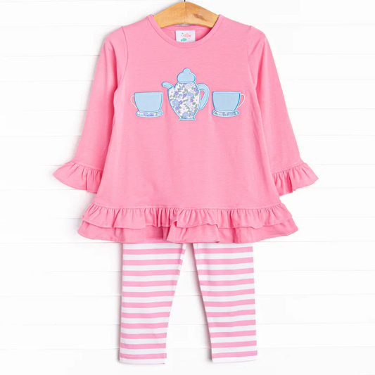 Custom Baby Girls Tea Pink Tunic Top Leggings Set D 5.3