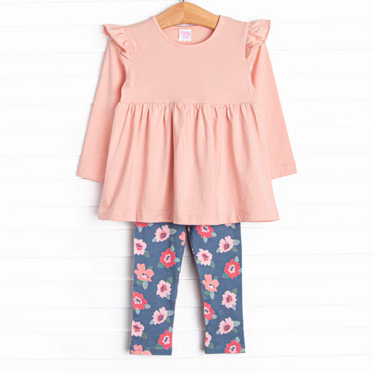 Custom Baby Girls Pink Top Floral Leggings Set D 5.3