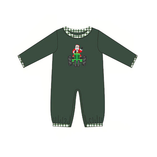 Custom Newborn Baby Boys Christmas Tractors Romper  D 5.3