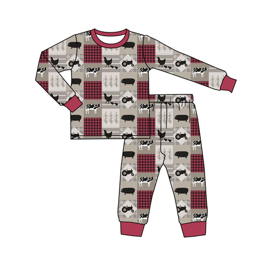 Custom Baby Boys Farm Animal Two Piece Pajama Set D 5.3