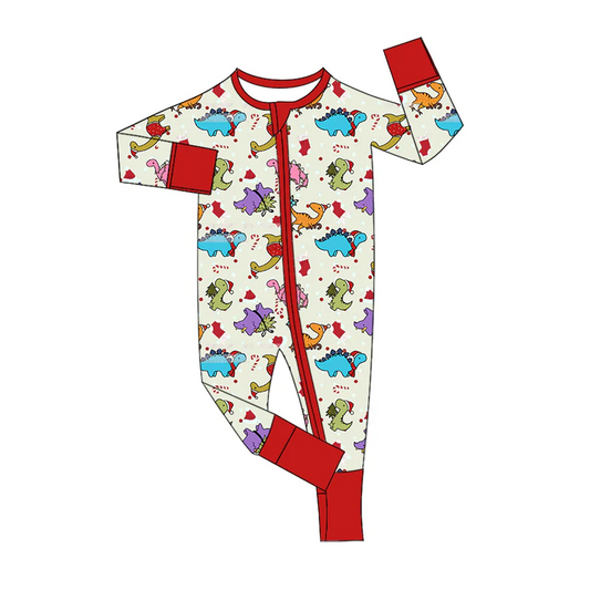 Custom Newborn Baby Boys Chrismtas Long Sleeve Zipper RomperD 5.3