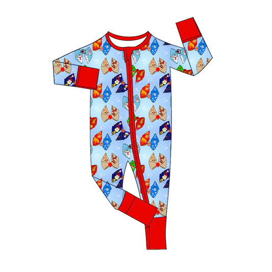 Custom Newborn Baby Girls Chrismtas Bow Long Sleeve Zipper Romper D 5.3