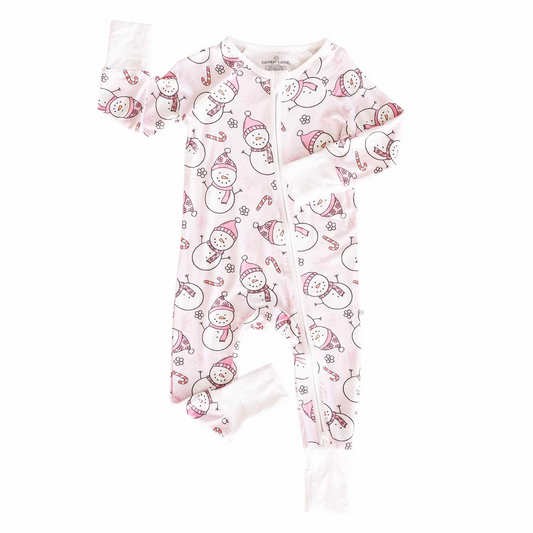 Custom  SNOWMAN SNUGGLES CONVERTIBLE ZIP ROMPER D 5.20