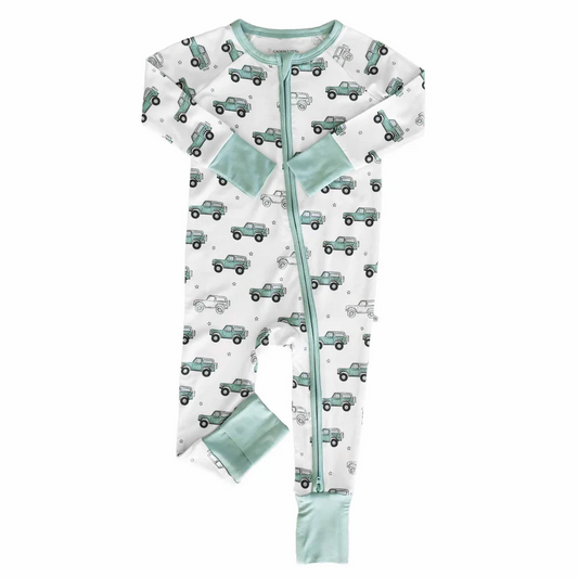 Custom Baby Boys Vintage Cruiser Long Sleeve Zip Romper D 5.20
