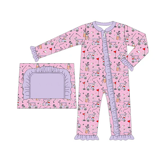 Custom Nerwborn Baby Girls Golf Long Sleeve Zip Romper D 5.20