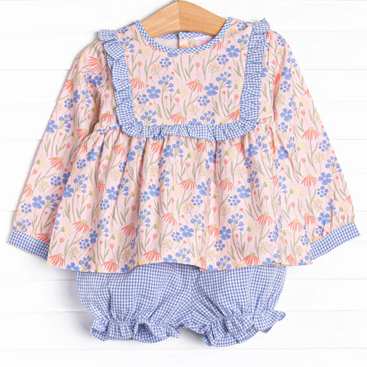 Custom Baby Girls Floral Tunic Top Blue Shorts Set D 5.20