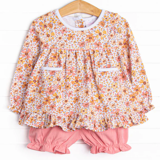 Custom Baby Girls Floral Tunic Top Pink Shorts Set D 5.20