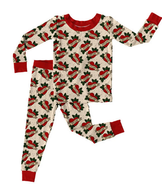 Custom Baby Boys Love Mom Long Sleeve Pajama Set D 5.20