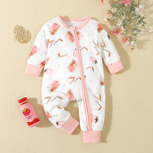 Custom Baby Girls Milk Cake Zip Romper D 5.20