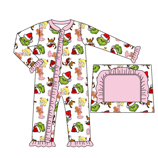Custom Baby Girls Christmas Cartoon Romper D 5.21
