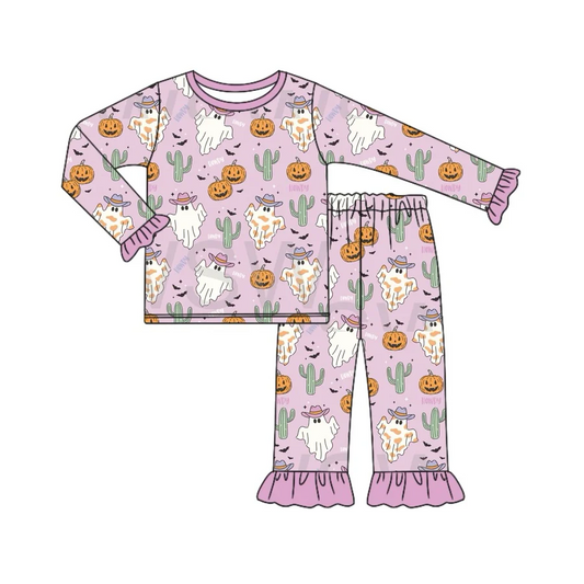 Custom Baby Girls Halloween Howdy Ghost Pajama Set D 5.21