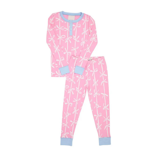 Custom Baby Girls Bow Pink Pajama Set D 5.21