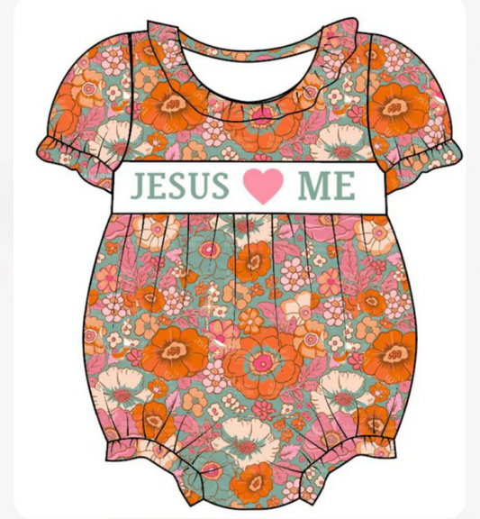 Custom Jesue Love Me Floral Bubble Romper D 5.21