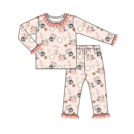 Custom Baby Girls Happy New Year Long Sleeve Pajama D 5.21