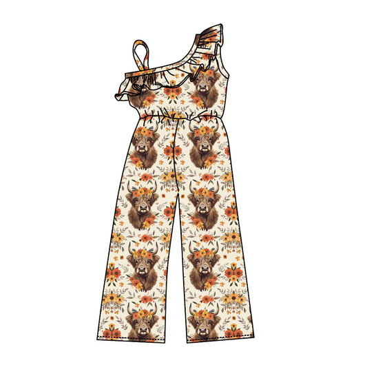 Custom Baby Girls Western Highland Cow Jumpsuit D 5.21