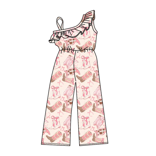 Custom Baby Girls Western Boots Pink Bow Jumpsuit D 5.21