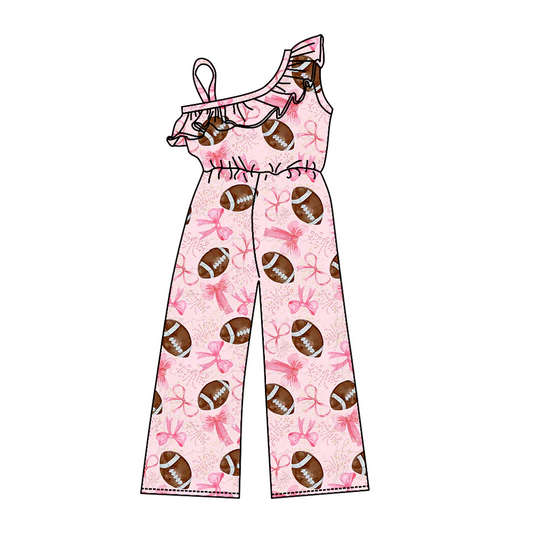 Custom Baby Girls Football Pink Bow Jumpsuitt D 5.21