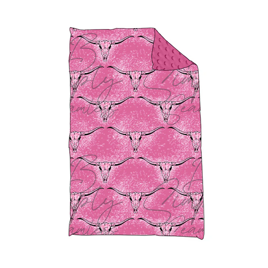 Custom Baby Western Cow Pink Blanket D 5.21