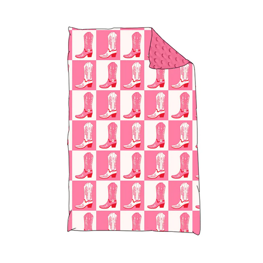 Custom Baby Western Pink Boots Blanket D 5.21