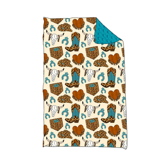 Custom Baby Western Cow Boots Blanket D 5.21