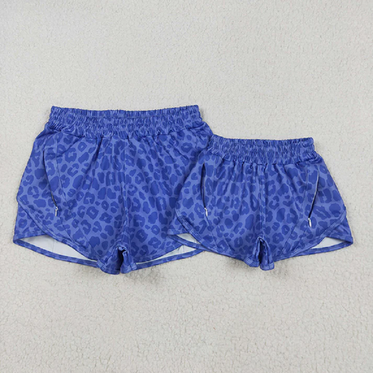 Mommy and me Baby Girls Blue Leopard Yoga Zip Shorts Bottoms D 5.22