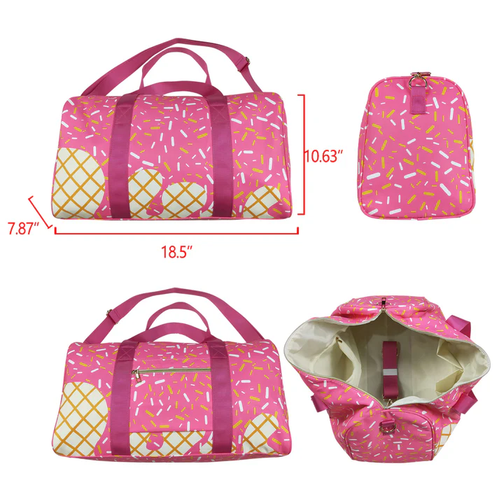BA0298 Pink Ice Cream Drip Zipper Gym Bags  D 5.22