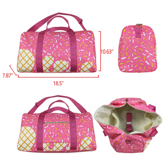 BA0298 Pink Ice Cream Drip Zipper Gym Bags D 5.22