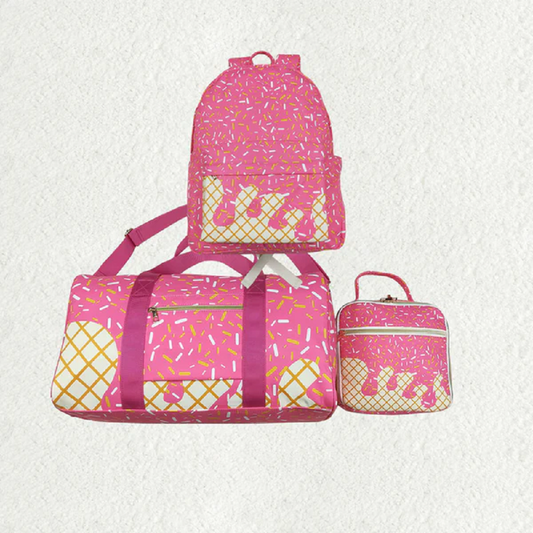 Sibling Pink Ice Cream Drip Zipper Gym Bags Lunch Box D 6.17