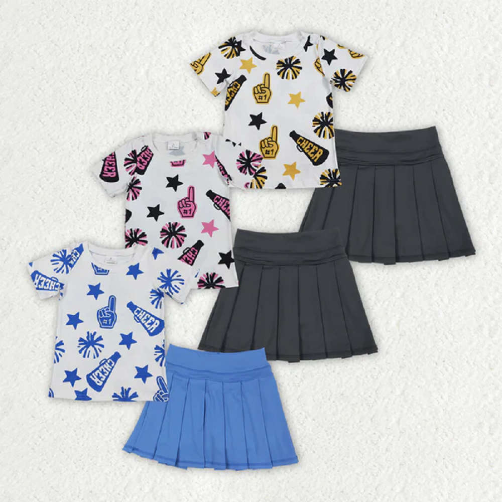 Sibling Baby Girl Cheer Top Yoga Skirt Clothes Set