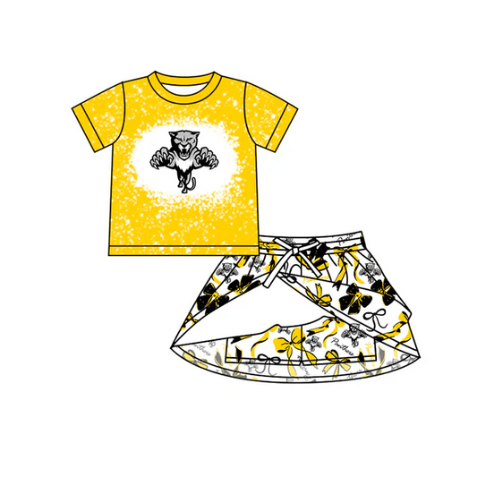 Custom Baby Girls Baby Girls Panthers Team Top Bows Skirt Skort Team Sets D 6.20